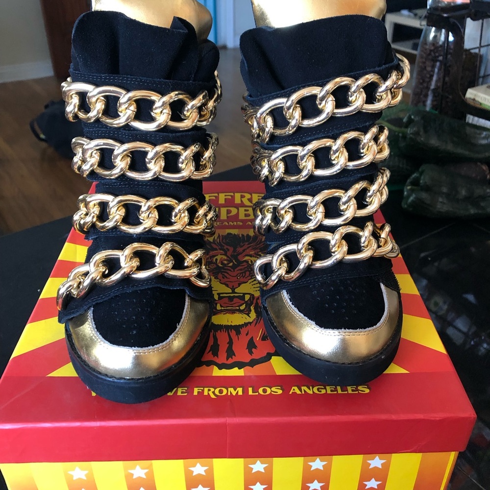 Jeffrey Campbell Suede Black Wedge Sneaker 8 NWT